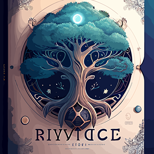 2D vector art Journal cover inspired the universe, zodiac signs, and planetary alignment, and the tree of life
