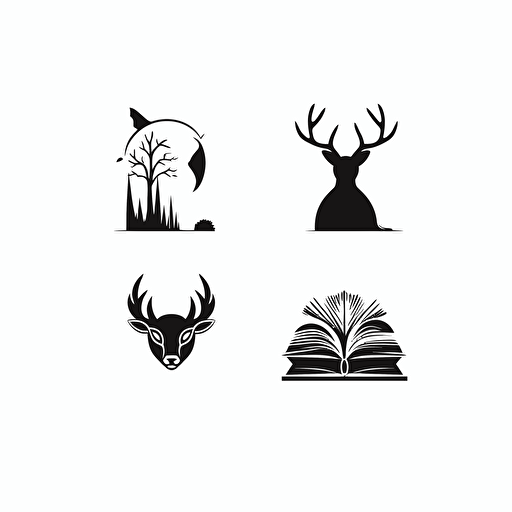 logo design, minimal, no shows, simple vector, symbol of animals and books