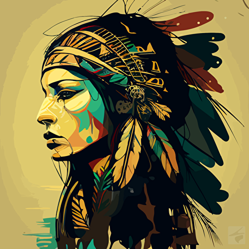 stylized ornamental female native American vector art