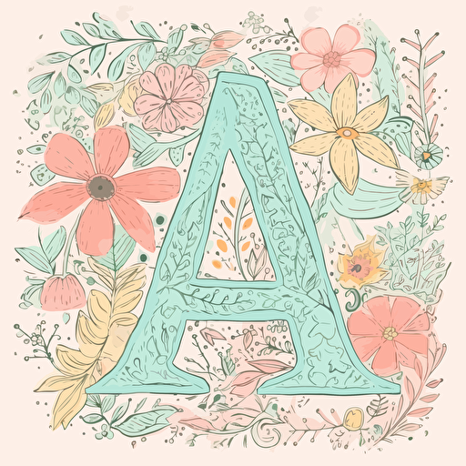 draw letter A , pastel color, vector for seed2525121812