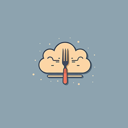 logo for restaurant menu in cloud, flat 2d, vector, minimalist, simple, warm colors, square with rounded corners, dribbble and behance inspired