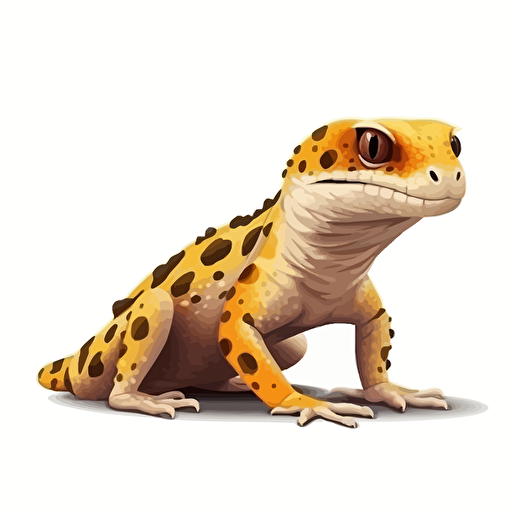 Leopard Gecko reptiles looking straight in the camera, white bg, vector