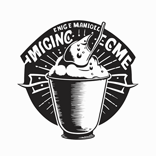 retro logo of ice melting and juice snow-cone in a cup black vector white background