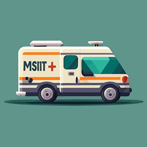 flat, 2d, vector, minimulist, logo with an ambulance