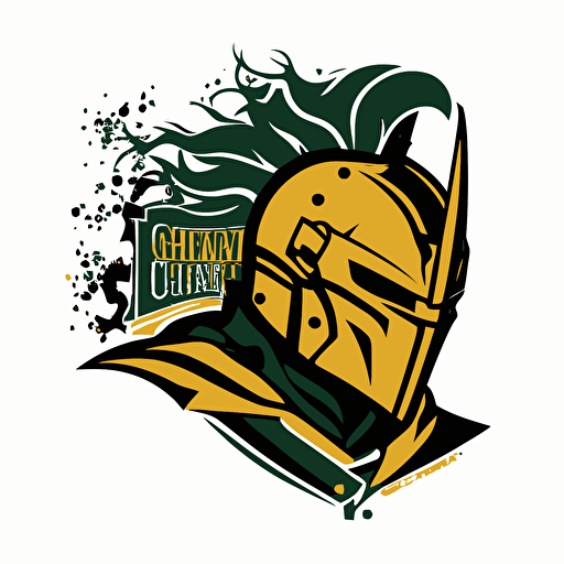clarkson university golden knight, shiny, elgant and noble, shredded, vector style, simple colors, on white background