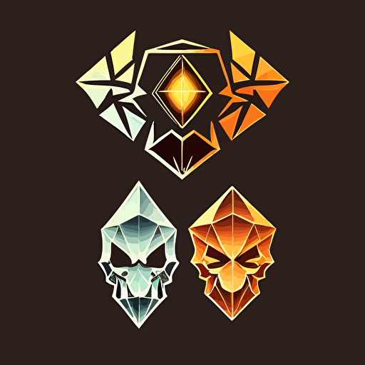 An emblem logo with a golem and a gem. flat vector minimal