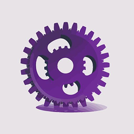simple icon, technology gear, white background, single color, purple, vector, no shadows