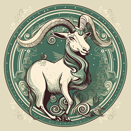 create a retro capricorn zodiac sign, vector ,white clipart