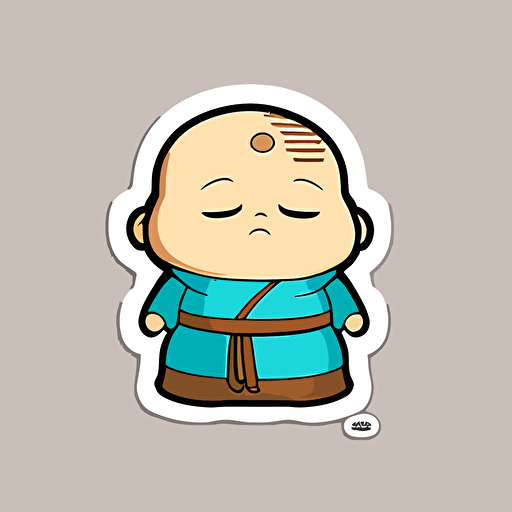 Very cute Buda pixar style, 2d flat design, vector, cut sticker