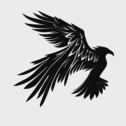 simple, modern iconic logo of eagle side profile with wings spread upwards black vector on white background