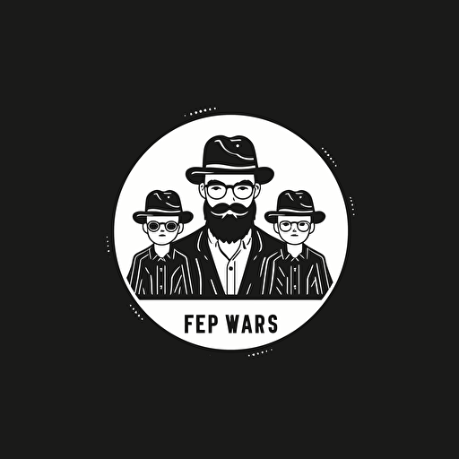 minimalist black and white logo for group of fathers and kids, Vector art style