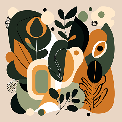 vector art, earth tones, Matisse style shapes