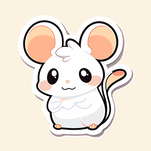 kawaii, mouse, sticker, vector, white background, contour, cartoon style
