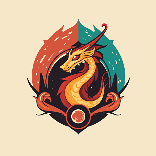 logo design, flat vector logo, dragon emblem, styke medieval emblem