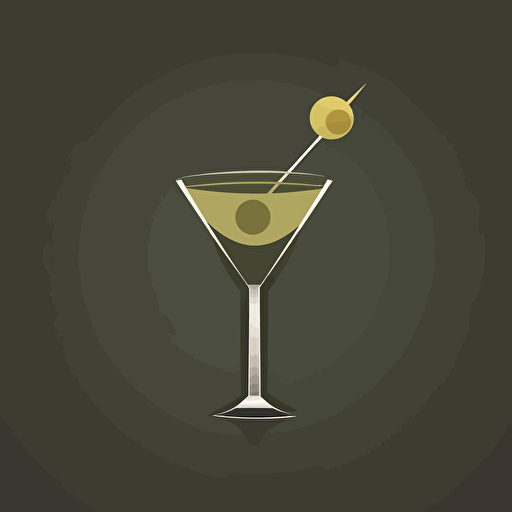 martini tipped, logo, elegant, modern, vector, solid background, olive and pick