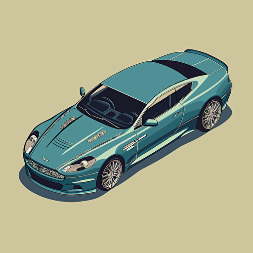 isometric 2008 Aston Martin DBS Coupe icon, in the style of Matthew Skiff illustrations, in the style of Christopher Lee illustrations, in the style of Jonathan Ball illustrations, simple, rough-edged drawing, vector illustration, flat art,