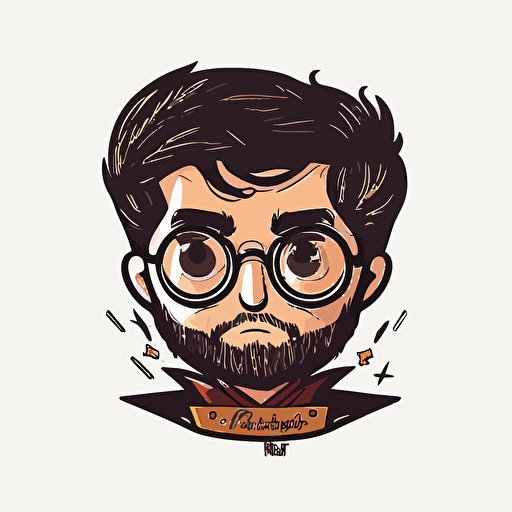 harry potter minimalistic hand drawn 2d vector white background simple 2 dimension design