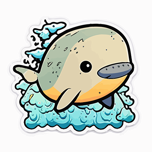 kawaii Hydrochoerus hydrochaeris, sticker, vector, white background, contour, cartoon style