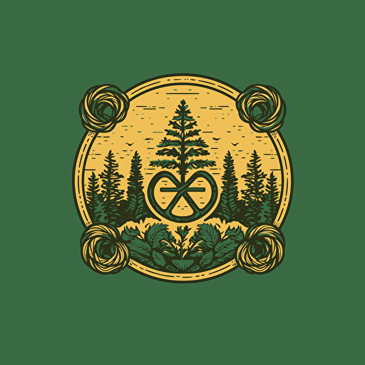 a pharmacutical logo that incorporates elements of nature and the symbol of infinity. Vector. Optimistic. Wes Anderson style.