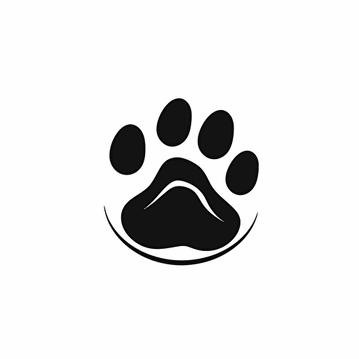 Logo of a paw, minimalist icon, silhouette, vector, black on white background