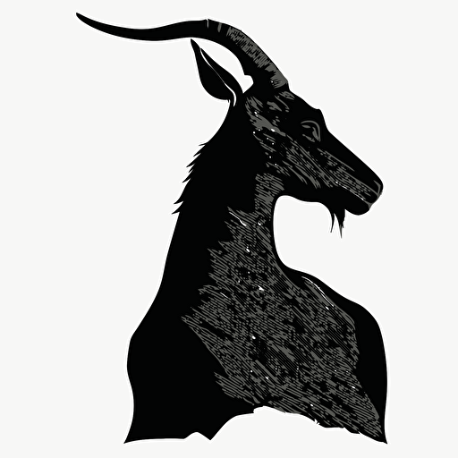 a vector silhouette of a cartoon goat, profile view, solid black on a plain white background