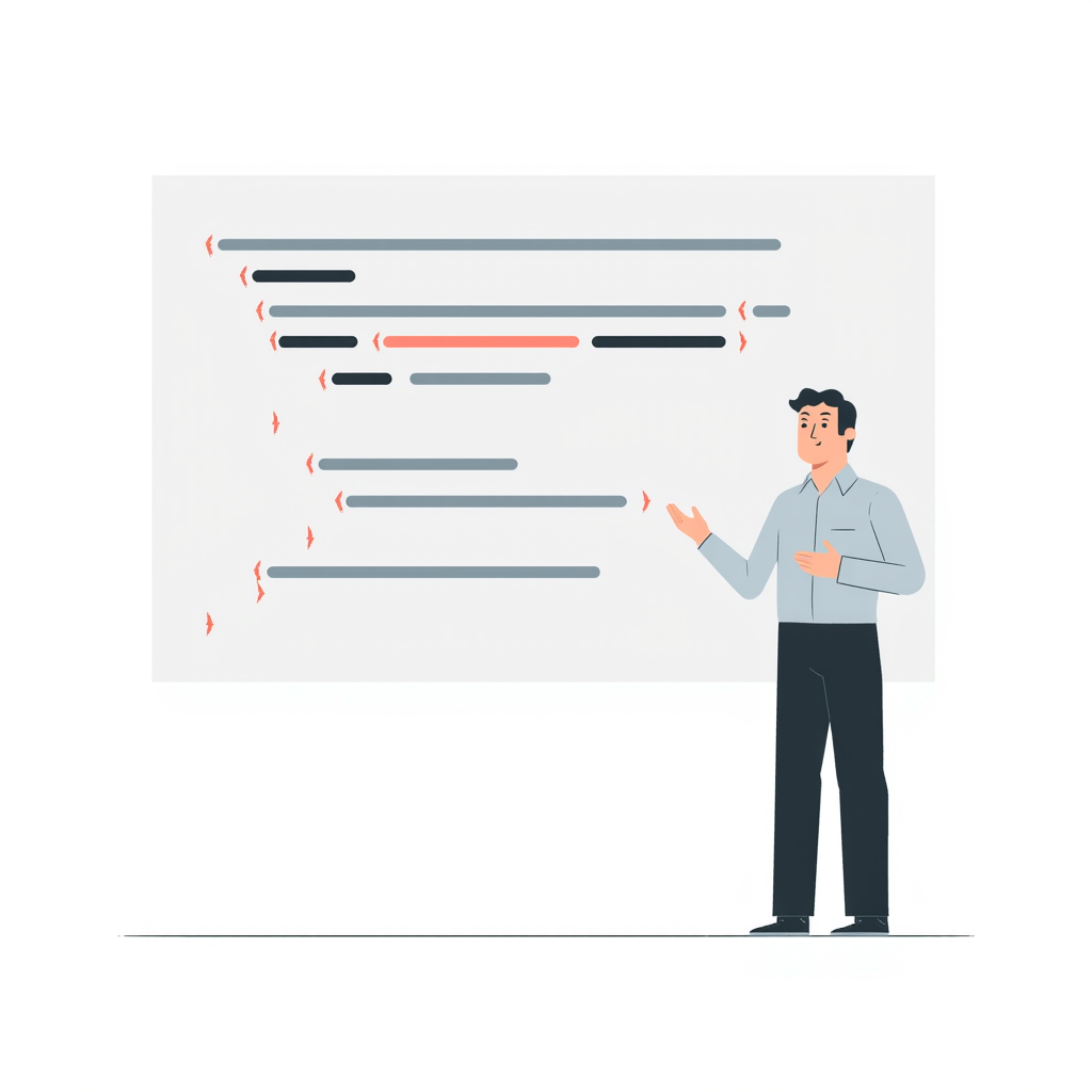 a man presenting code architecture 