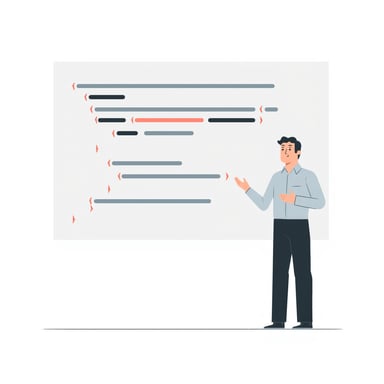a man presenting code architecture 