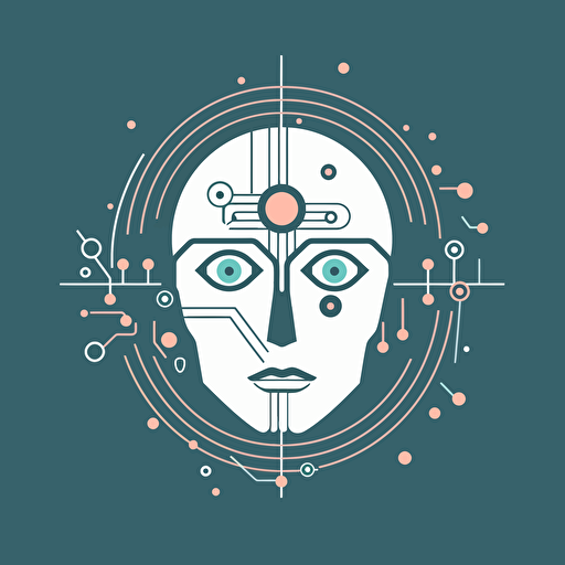 2d flat vector icon, visual interpretation of artifical intelligence