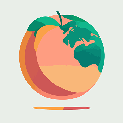 flat vector logo of circle, gradient, [a sweet peach] wrapped around earth, simple minimal, by Ivan Chermayeff