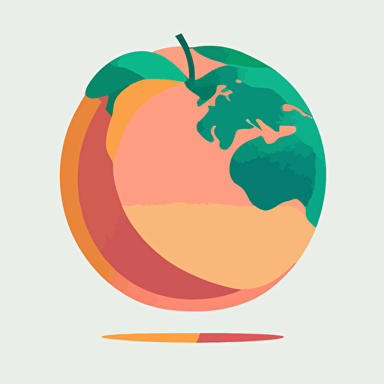 flat vector logo of circle, gradient, [a sweet peach] wrapped around earth, simple minimal, by Ivan Chermayeff
