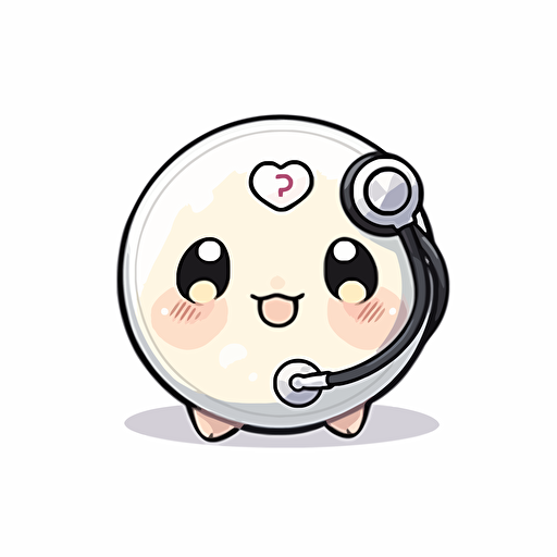 A simple sketch crypto currency coin emoji with smile face and stethoscope, very dynamic logo white background vector