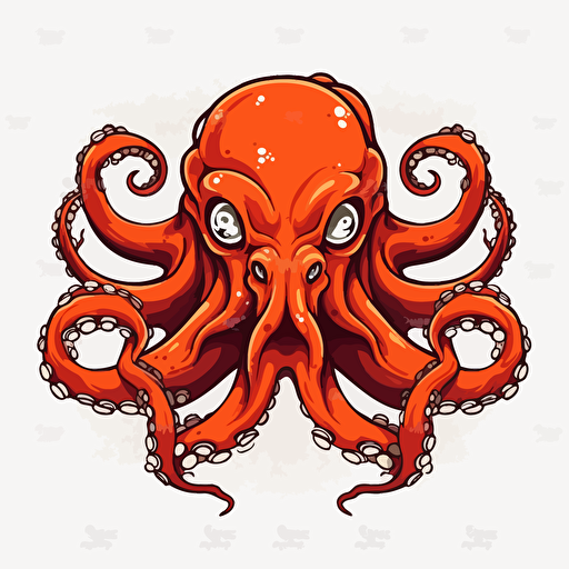 cartoon style image of an angry octopus, vector image no background