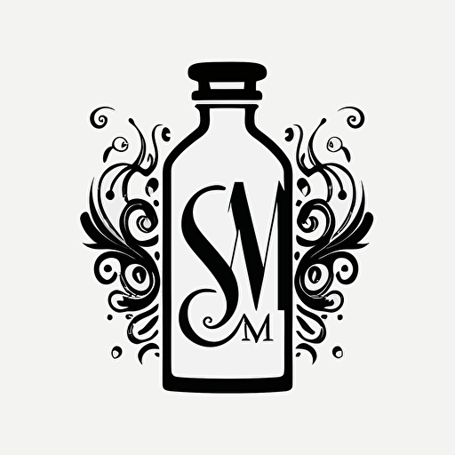 Create an abstract fragrance bottle by combining letters S M Q E