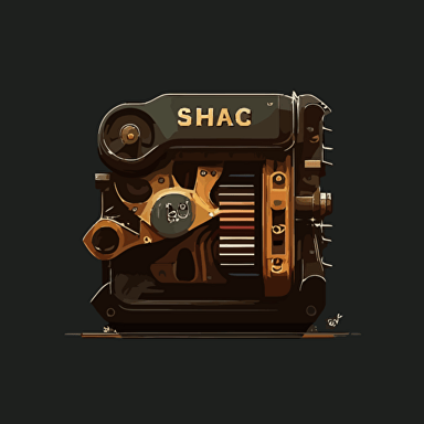 [Search Engine] "style", "corporate logo","minimalist","flat vector","simple","dark background", "2D", "style of Rob Janoff"],subject: "Car Engine mixed with Search technology"