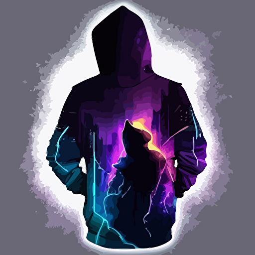 A hoodie design, with reflective colors, like a dream. It should go well with rave culture and must be vector