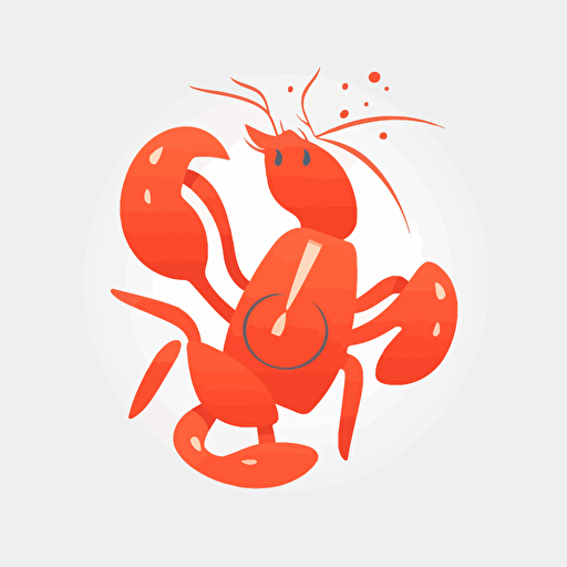 very simple logo for dancing crayfish, vector flat, PNG, SVG, flat shading, solid white background, mascot, logo, vector illustration, masterwork, 2D, simple, illustrator