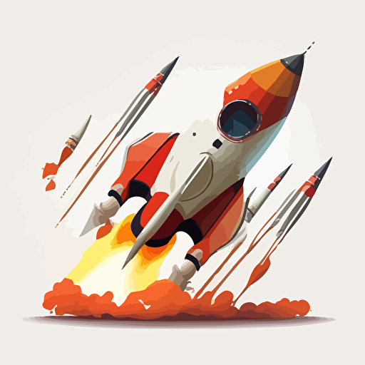 rocket mars vector white background