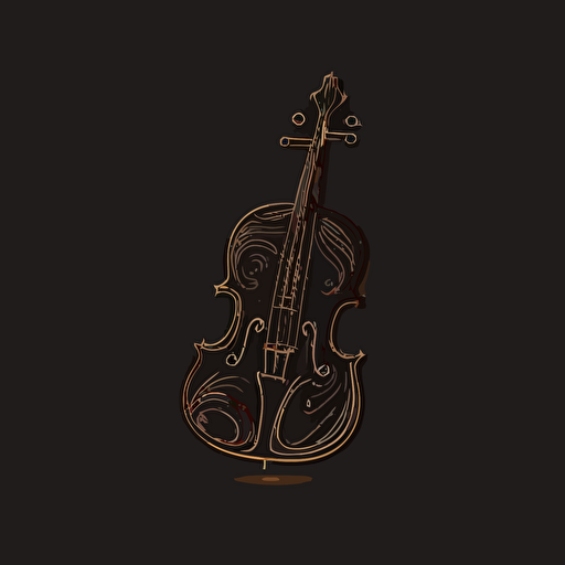 minimal line logo of a violin black background, vector