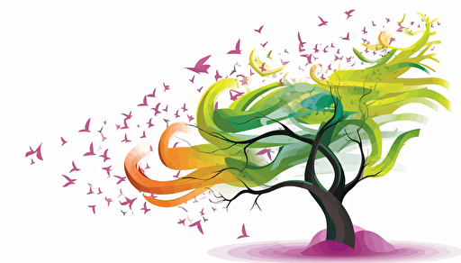 Spring wind Vector Clip Art, white background,