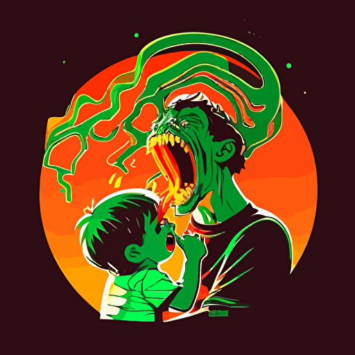 Saturn Devouring His Son as soulless Alegria art, big tech art, flat art, globohomo art, 2D, flat colors, vector art