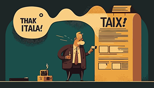 Create an Ultra HD flat vector concept illustration on the topic "What do I do if I can't pay my tax bill?". Provide an attractive visualization for what the article will be about,