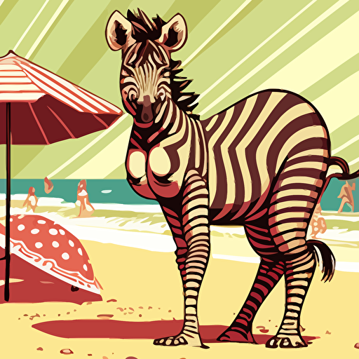 female zebra wearing bikini at the beach vector art
