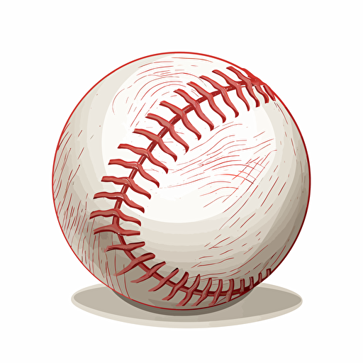 baseball ball, correct stictches, vector, oultines only, no shadow, no shading, flat 2d, white background