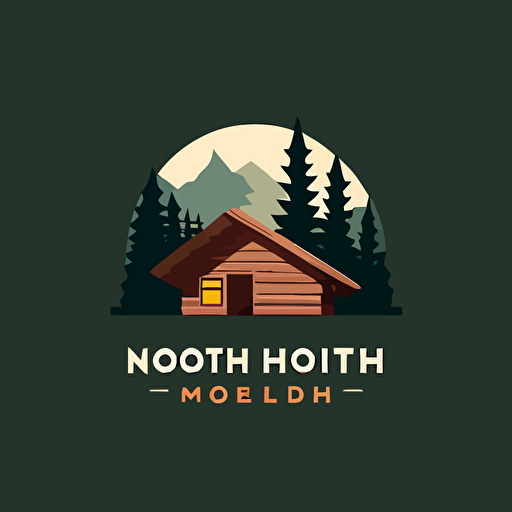 logo design for a woodworker who builds shed roof cabins in the forest called North of the Notch, minimal, flat, vector, simple