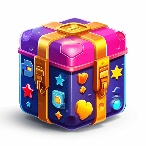 lootbox, brawl stars style ui lootbox, 2d stylized, vectorized
