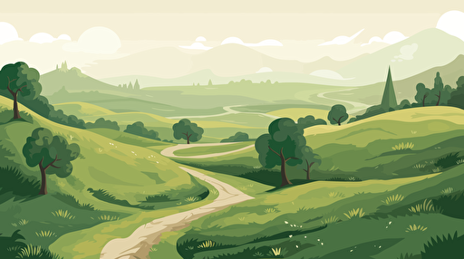 vector illustration of Landscape with many walking paths. Many paths to goal.