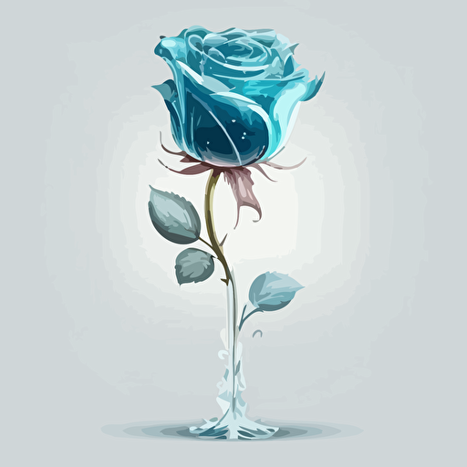 Full long stem rose blue crystal vector
