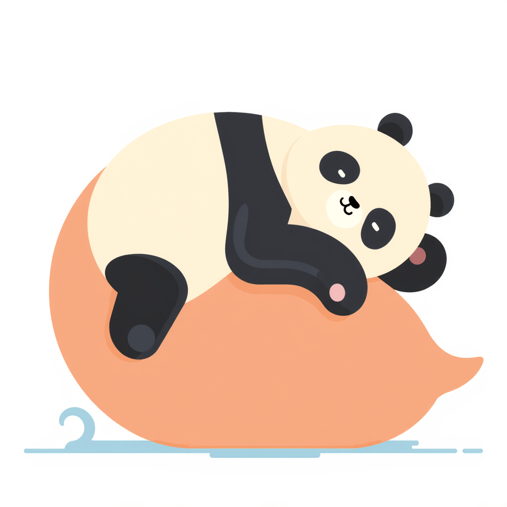 a panda sleeping on a 