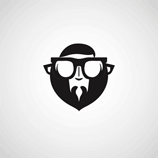 Logo blason, vector, flad 2d, black, white background Minimalist and Elegant Hacker logo blason with pair of optic glasses