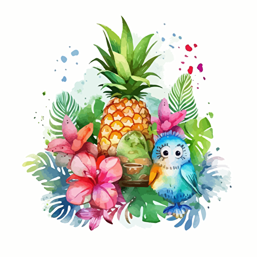 cute watercolor design of luau, vector